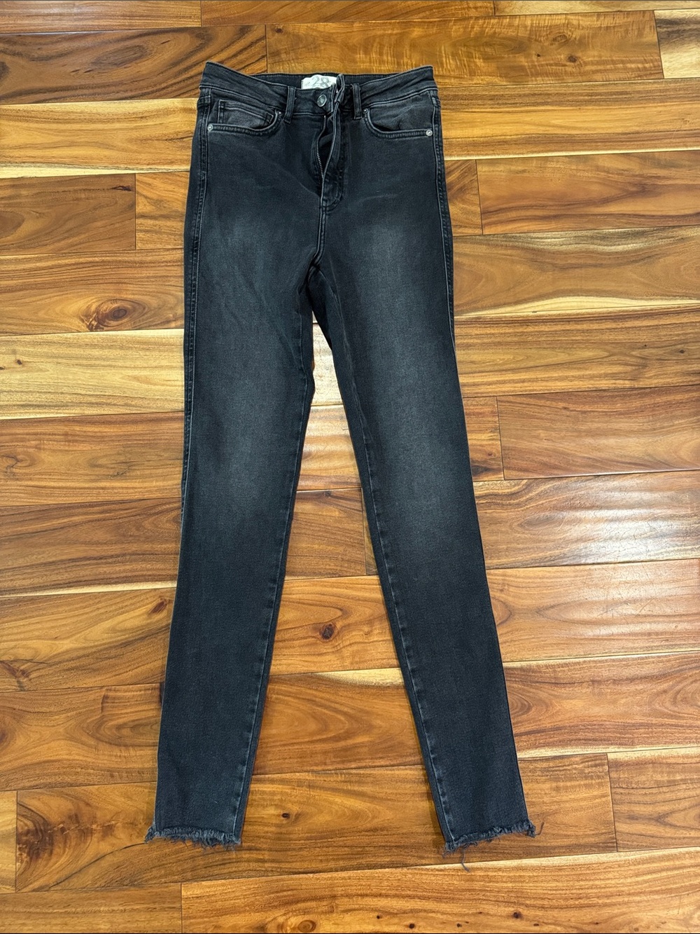 We The Free Black Skinny Jeans with Frayed Hem